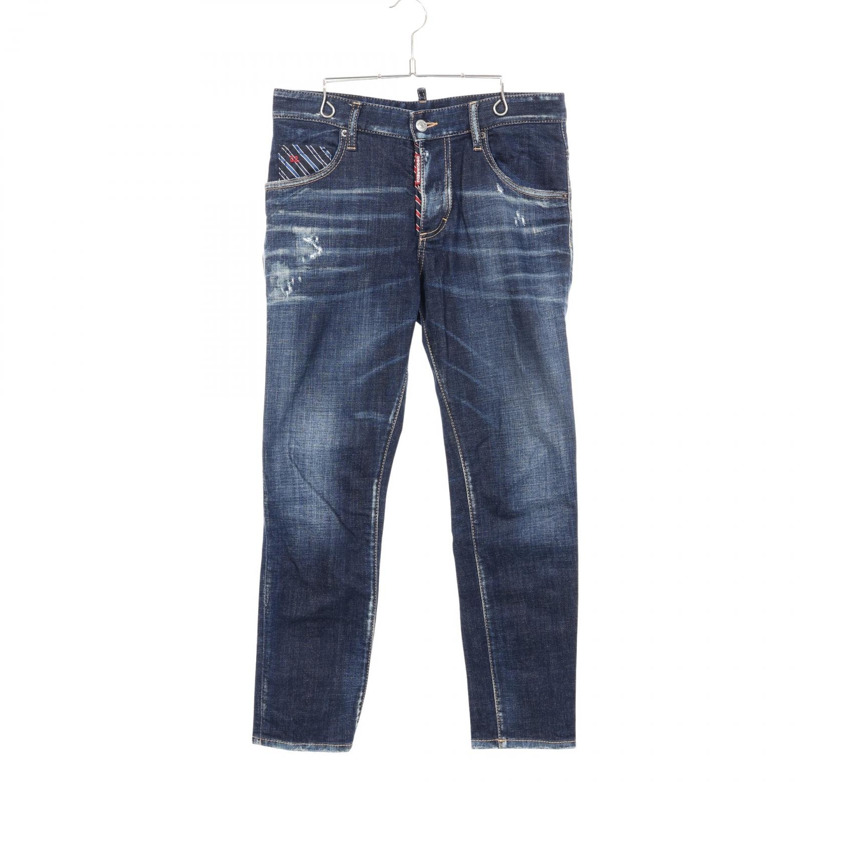 ディースクエアード DSQUARED2 Skater Jean ダメージ ウォッシュ加工 デニムパンツ 衣料品 ボトムス コットン メンズ ネイビー系 S71LB1402 【中古】