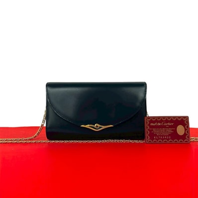 CARTIER カルティエ サファイアライン レザー ショルダーバッグ ネイビー
27137