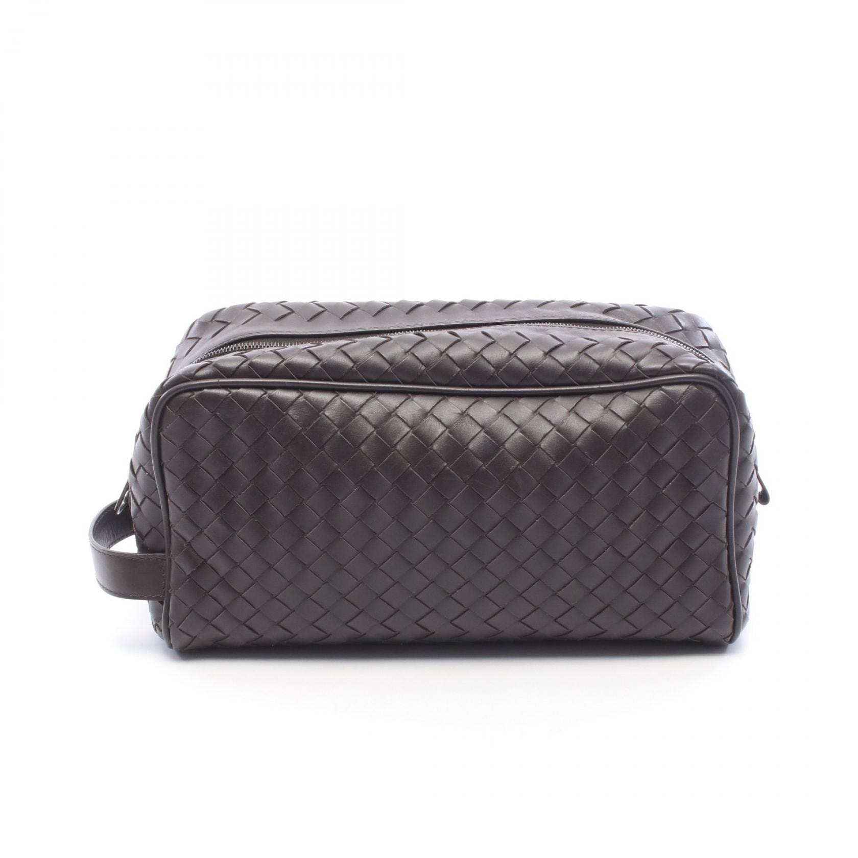 ボッテガヴェネタ BOTTEGA VENETA イントレチャート セカンドバッグ クラッチバッグ バッグ レザー メンズ ブラウン系 【中古】