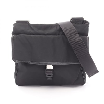プラダ PRADA VIAGGIO ショルダーバッグ バッグ ナイロン サフィアーノレザー メンズ レディース ブラック系 VA0269 【中古】
