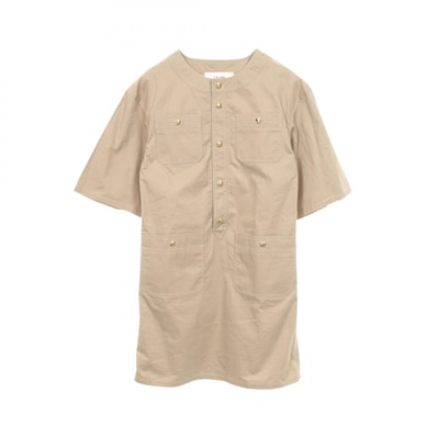 セリーヌ CELINE トリオンフボタン 半袖 ワンピース 衣料品 トップス コットン レディース ベージュ系 2R29F204I 【中古】