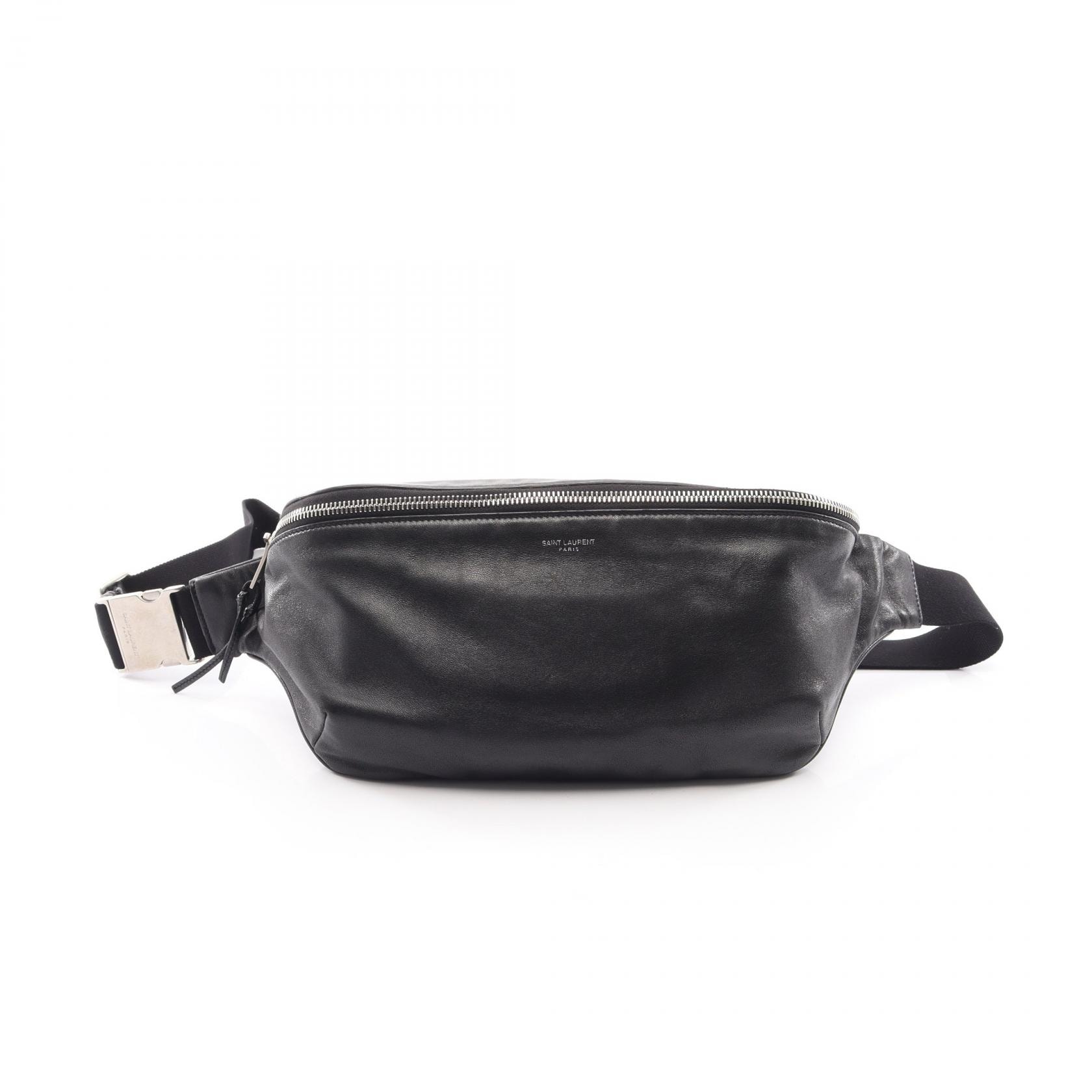 サンローランパリ SAINT LAURENT PARIS クラシック ウエストバッグ ボディバッグ バッグ レザー メンズ ブラック系 【中古】