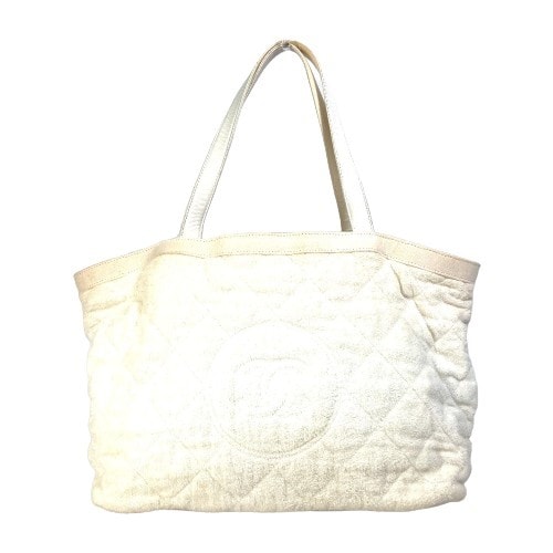 シャネル CHANEL CC ココマーク ビーチバッグ パイル ショルダーバッグ 肩掛け トートバッグ コットン ホワイト