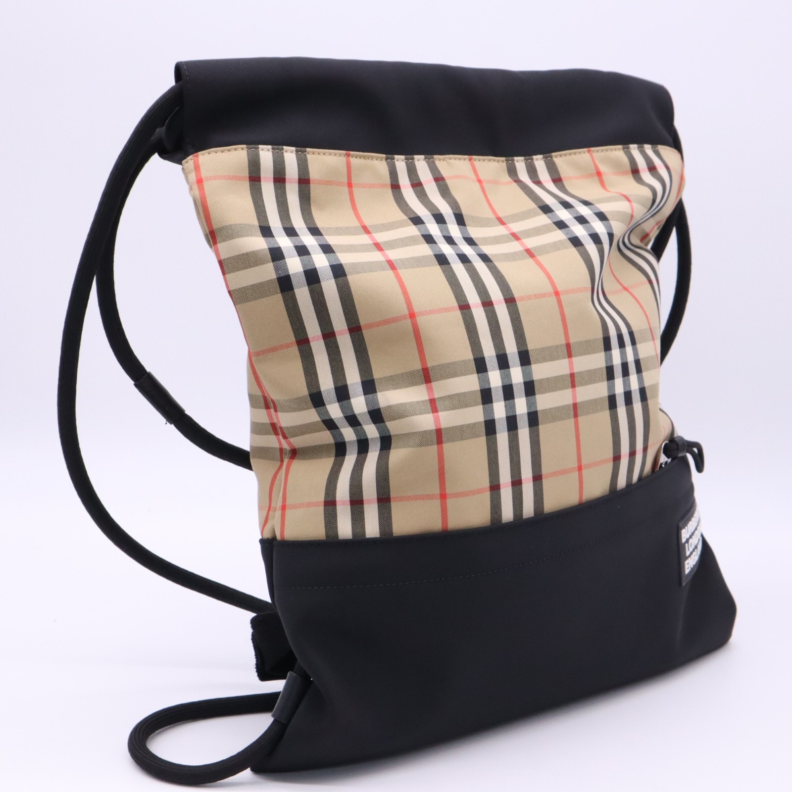 美品 BURBERRY バーバリー ノバチェック バックパック 8023645 リュック・デイパック ベージュ ブラック マルチ キャンバス ナイロン レディース