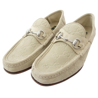 GUCCI グッチ その他靴 816185 ホースビット スエード ローファー ベージュ系 6【極上美品】【中古】