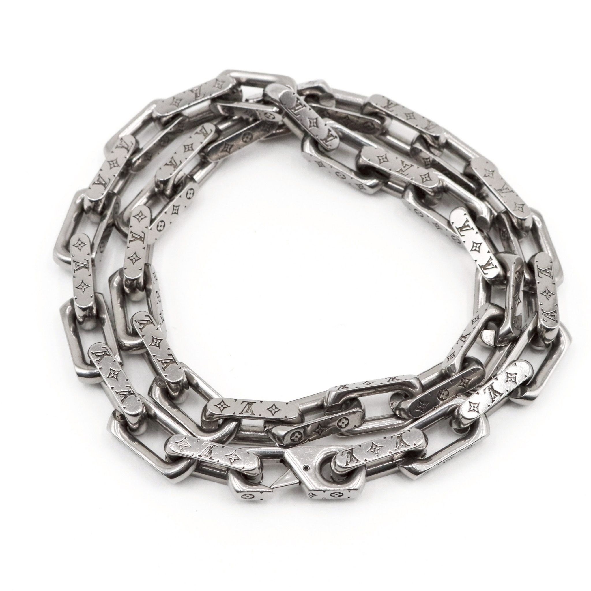 Louis Vuitton Monogram Chain Necklace "Silver"