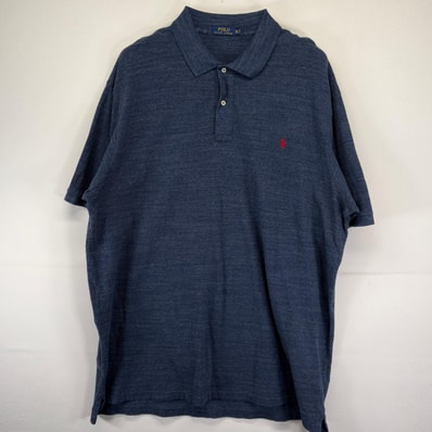 古着 ポロ・ラルフローレン POLO RALPH LAUREN ポロシャツ 大きいサイズ ワンポイントロゴ刺繍 霜降り柄 4XL ネイビー メンズ