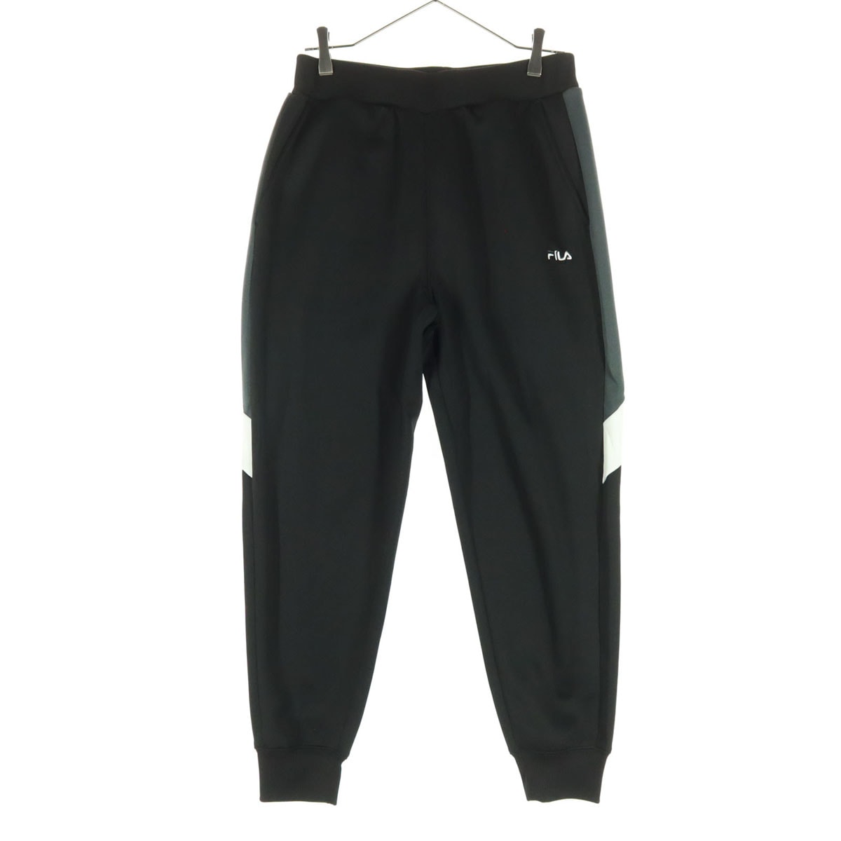 美品 FILA フィラ ワンポイントロゴ ロングジャージパンツ M ブラック