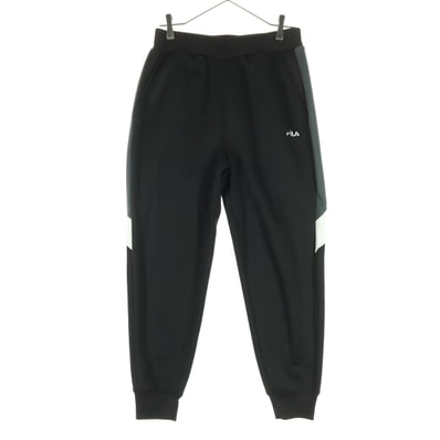 美品 FILA フィラ ワンポイントロゴ ロングジャージパンツ M ブラック