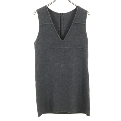 LANVIN ランバン ウールブレンド ノースリーブ Vネック ワンピース 36 グレー