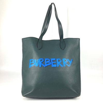 バーバリー BURBERRY ロゴ 4077155 カバン トートバッグ 肩掛け 縦型トート ショルダーバッグ レザー カーキ