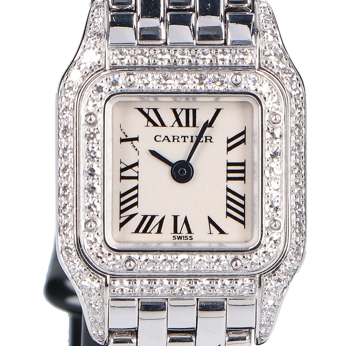 カルティエ 仕上げ済み 750WG WF3210F3 ミニパンテール ダイヤモンドベゼル クオーツ