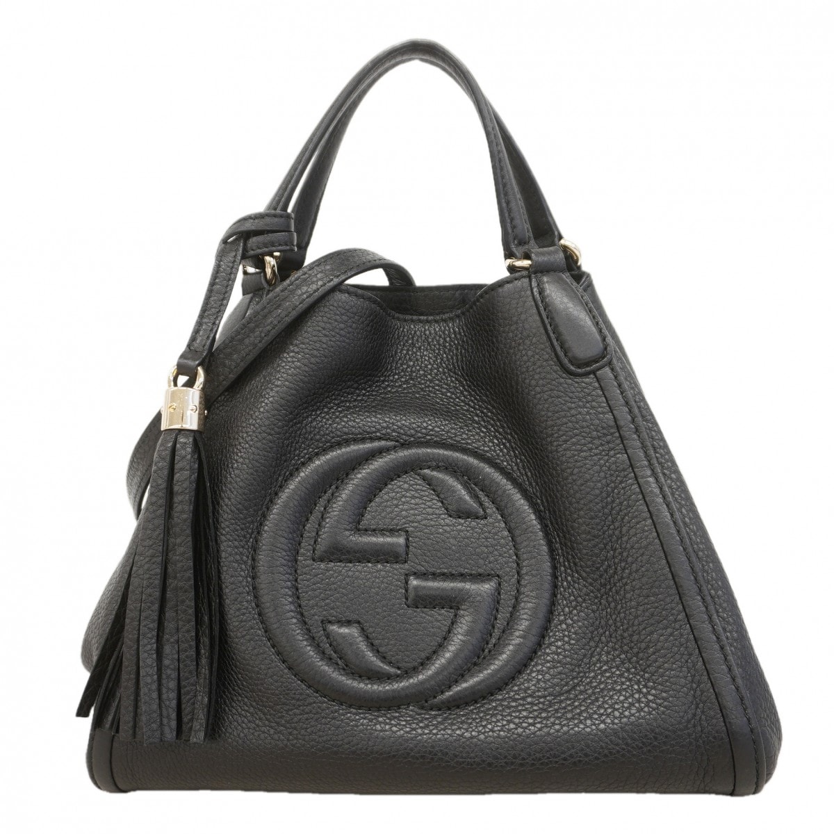 【6eb0543-k】グッチ ハンドバッグ ソーホー 336751 レザー ブラック シャンパンゴールド金具 2wayバッグ【中古】レディース