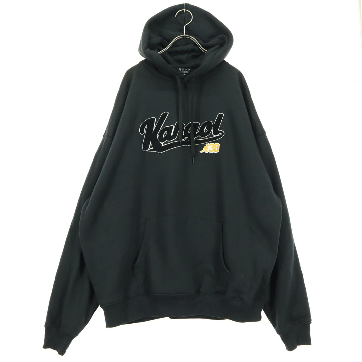 美品 KANGOL カンゴール 裏起毛 ロゴマーク 長袖 スウェットパーカー L ブラック