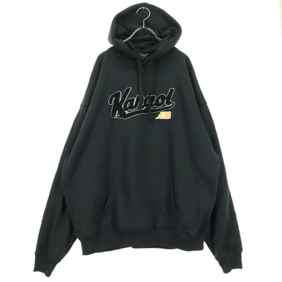 美品 KANGOL カンゴール 裏起毛 ロゴマーク 長袖 スウェットパーカー L ブラック