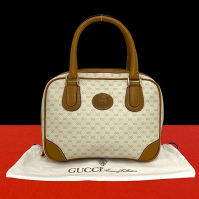 GUCCI グッチ マイクロGG ロゴ レザー PVC ハンドバッグ ホワイト
62961