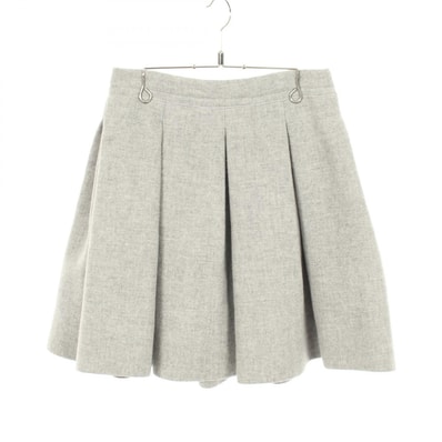 ミュウ ミュウ Miu Miu プリーツ フレア ミニ スカート 衣料品 ボトムス ウール レディース グレー系 MG720 【中古】