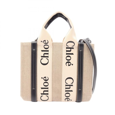 クロエ Chloe WOODY ウッディ スモール 2WAY ハンドバッグ バッグ キャンバス レザー レディース ベージュ系 / ブラック系 【中古】