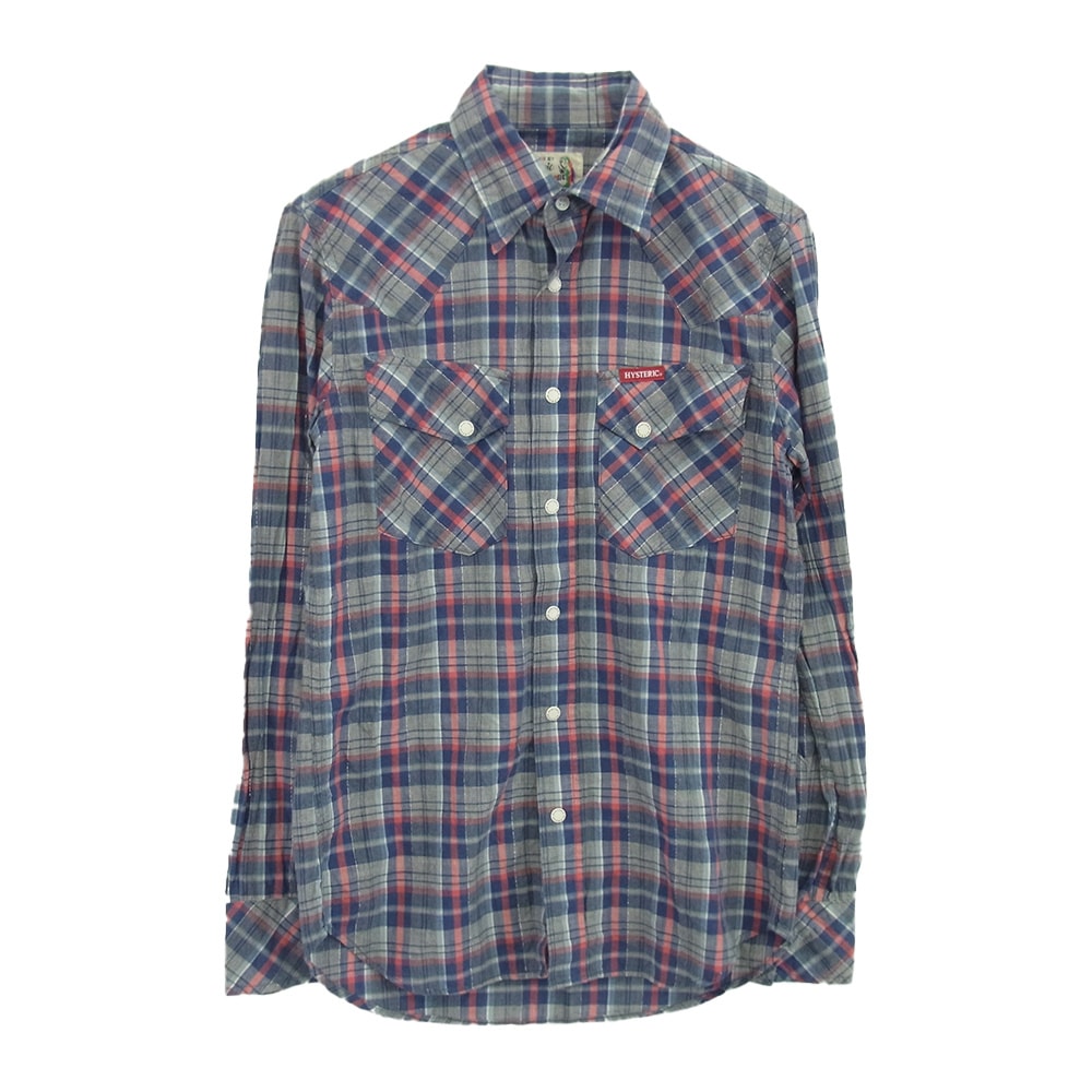 HYSTERIC GLAMOUR ヒステリックグラマー 長袖シャツ 0233AH07 ラメ チェック 長袖 シャツ ブルー系 S【中古】