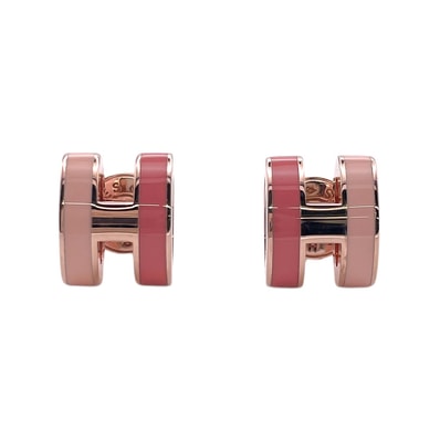 HERMES エルメス ミニ ポップH ロカバール ピアス
バイカラー メタル エナメル ピンク レディース
【中古】