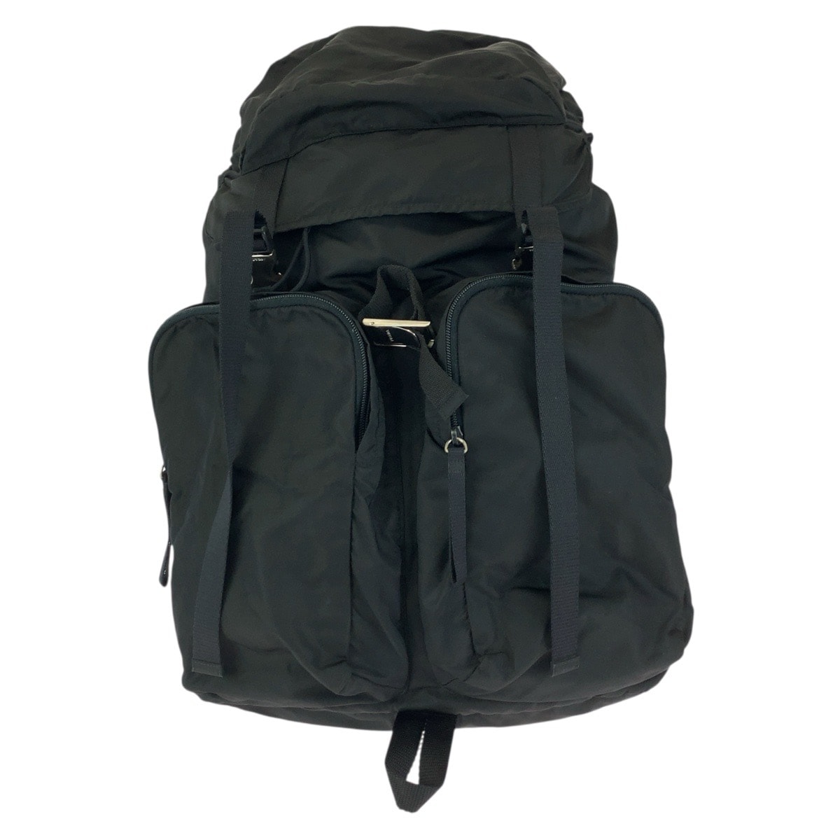 美品 PRADA プラダ テスート 三角ロゴプレート ブラック 黒 シルバー金具 ナイロン リュックサック バックパック 602051 【中古】