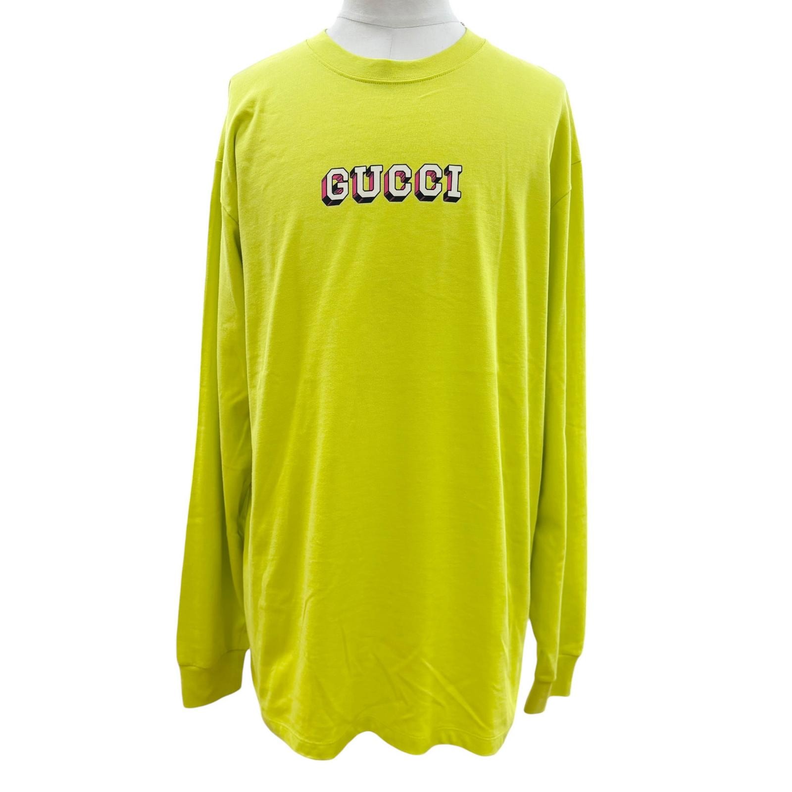 未使用品 グッチ 長袖Tシャツ ライムイエロー L 581903 XJF5P