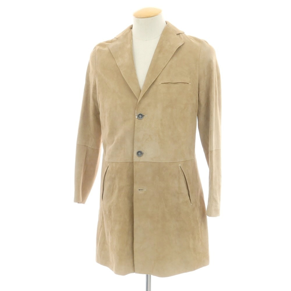 【中古】エンメティ EMMETI ゴートスキンスエード チェスターフィールドコート ベージュ【サイズ44】【メンズ】