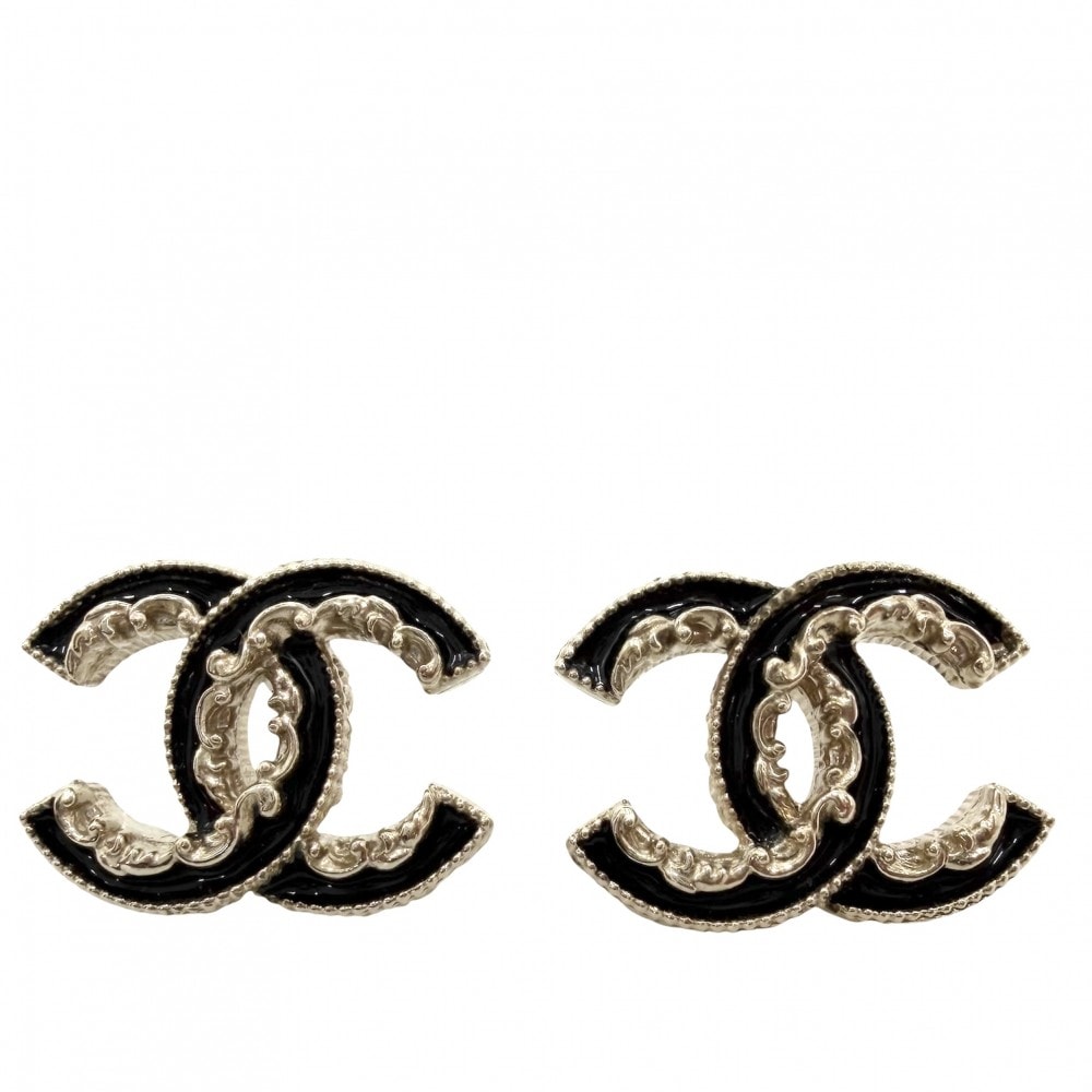 CHANEL シャネル ピアス ココマーク アクセサリー GP    B15V ゴールド ブラック 黒 レディース 約7.2g 美品 2015年【中古品】