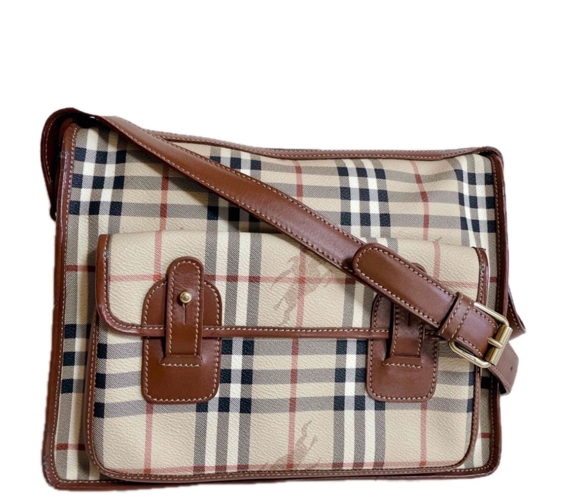 美品 BURBERRY PVC ノバチェック ショルダーバッグ ホース