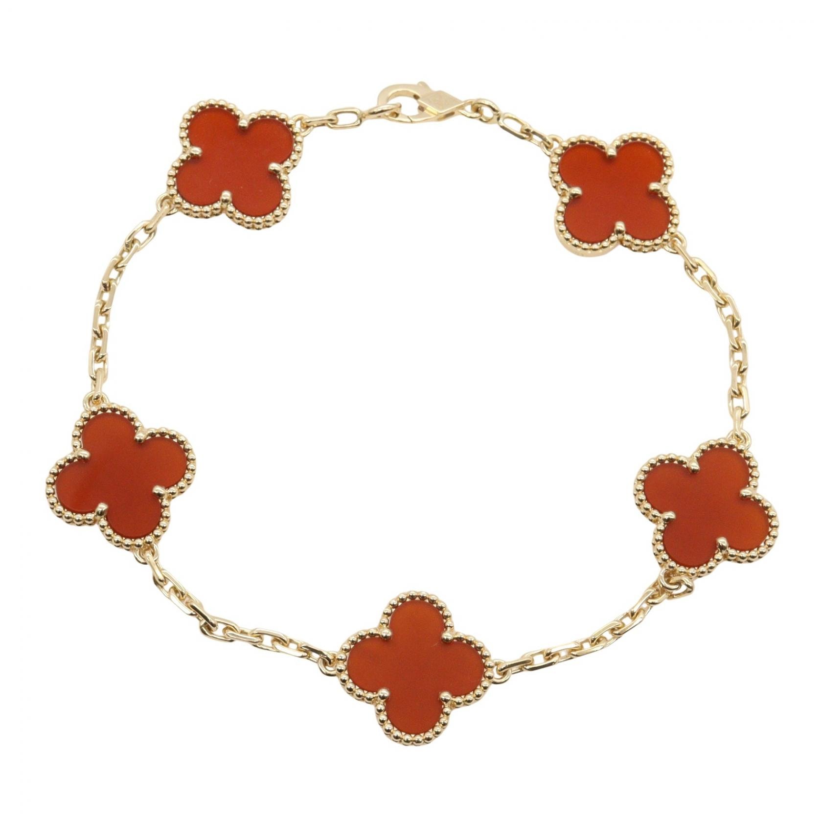 ヴァンクリーフ&アーペル Van Cleef & Arpels ヴィンテージアルハンブラ カーネリアン 5モチーブレスレット ブレスレット アクセサリー K18(イエローゴールド) カーネリアン レディース ゴールド系 / レッド系