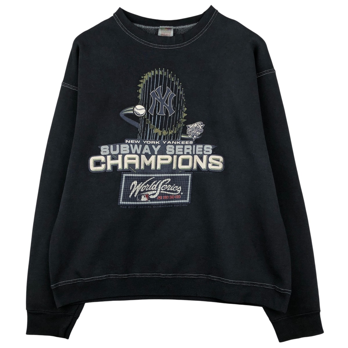 古着 00年代 フルーツオブザルーム FRUIT OF THE LOOM HEAVY cotton MLB NEW YORK YANKEES ニューヨークヤンキース プリントスウェットシャツ トレーナー メンズXL相当/eaa596787