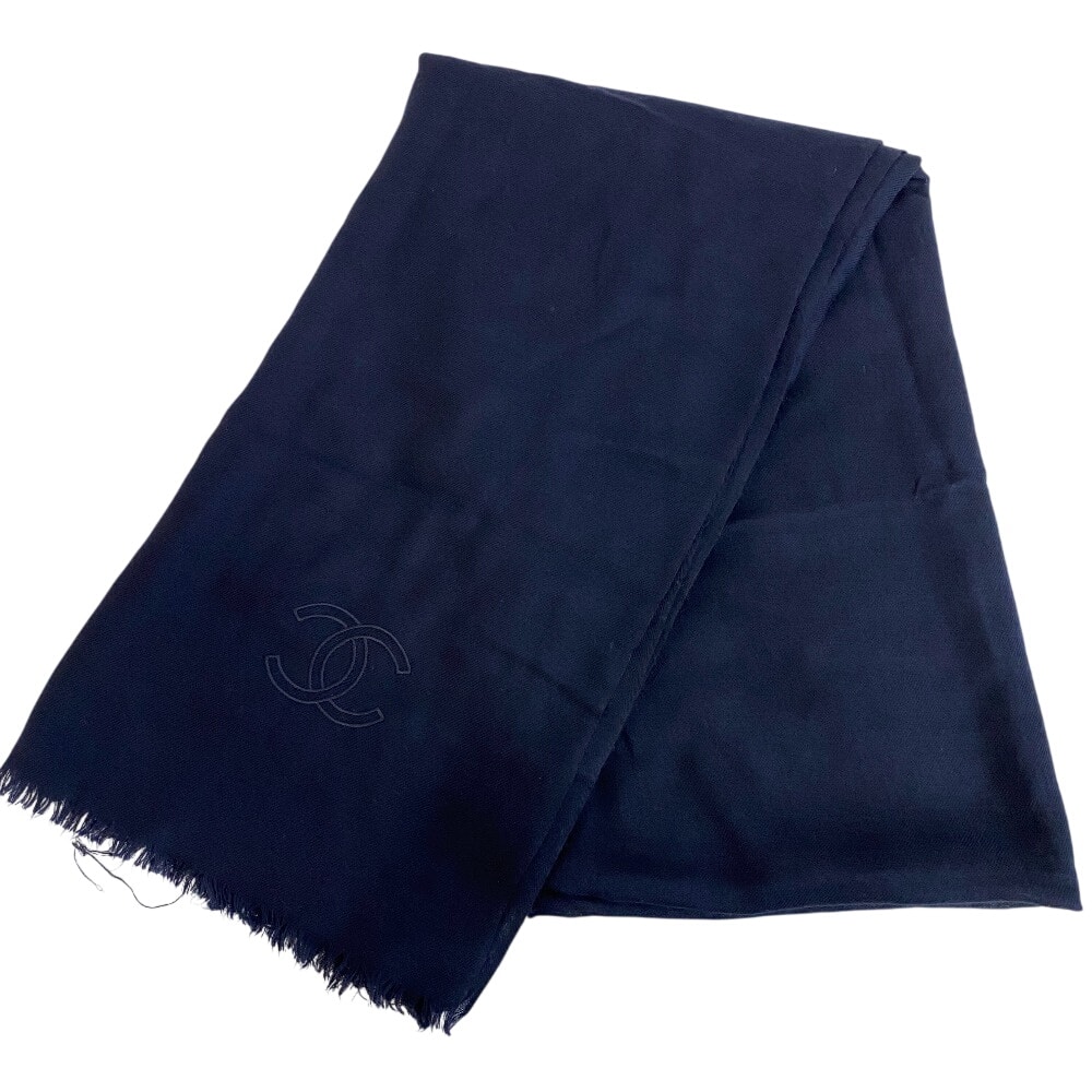 シャネル CHANEL ストール マフラー ショール ネイビー