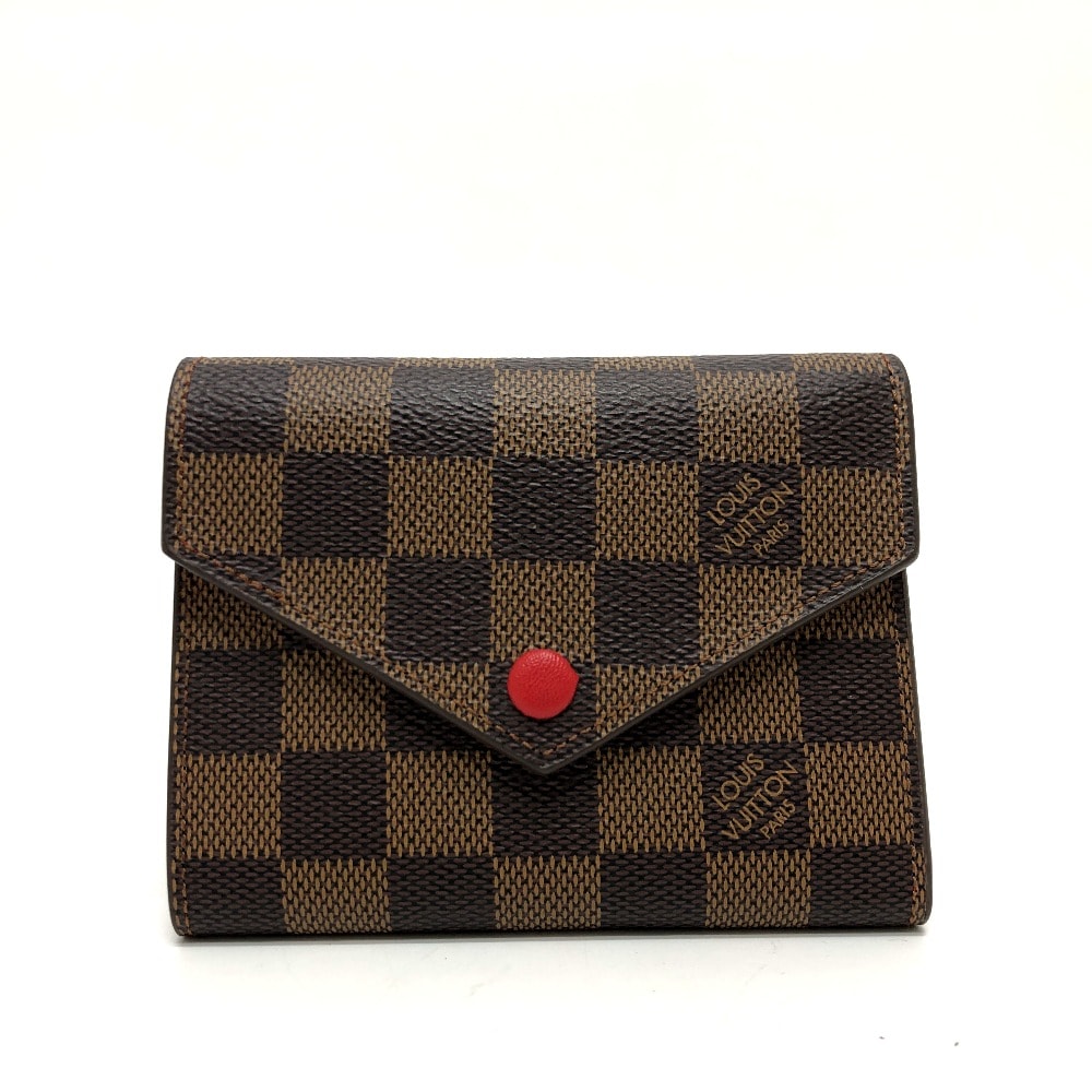 ルイヴィトン LOUIS VUITTON ポルトフォイユ・ヴィクトリーヌ N41659 2つ折り財布 財布 ウォレット コンパクト財布 2つ折り財布 ダミエキャンバス エベヌ ブラウン 新品同様