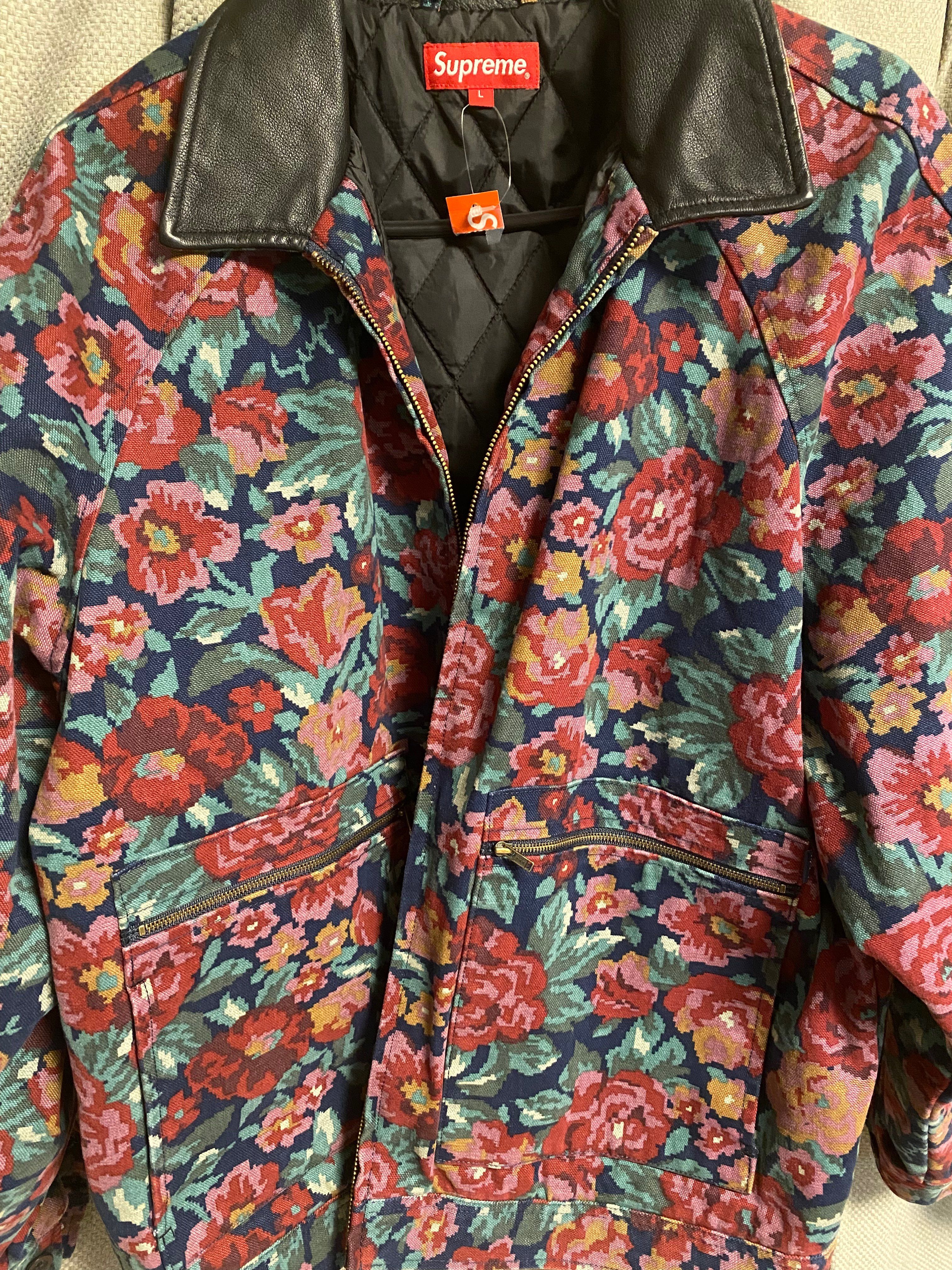 Supreme Leather Collar Work Jacket "Digi Floral"