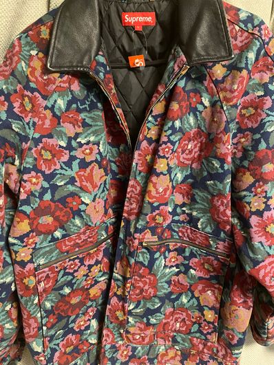 Supreme Leather Collar Work Jacket "Digi Floral"