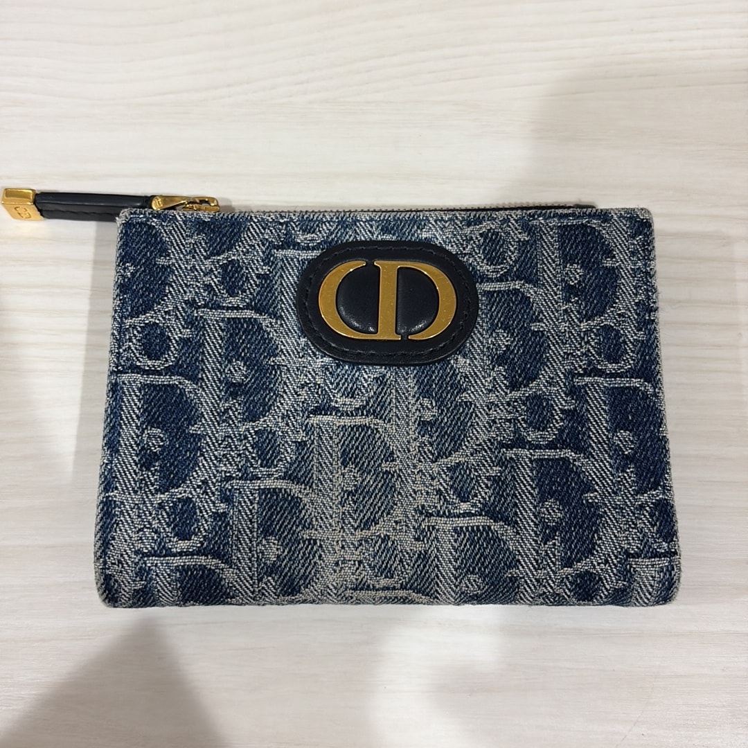 Dior 30 Montaigne Dahlia Wallet Denim Dior Oblique Jacquard "Blue"