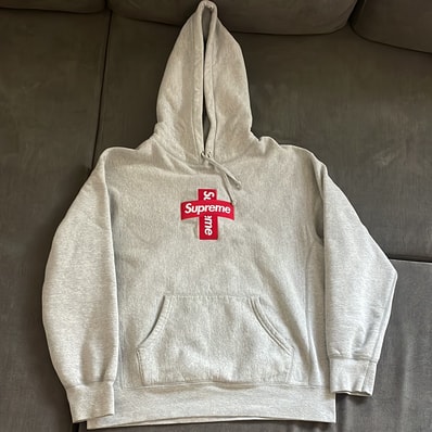 Supreme Cross Box Logo Hooded Sweatshirt "Grey"