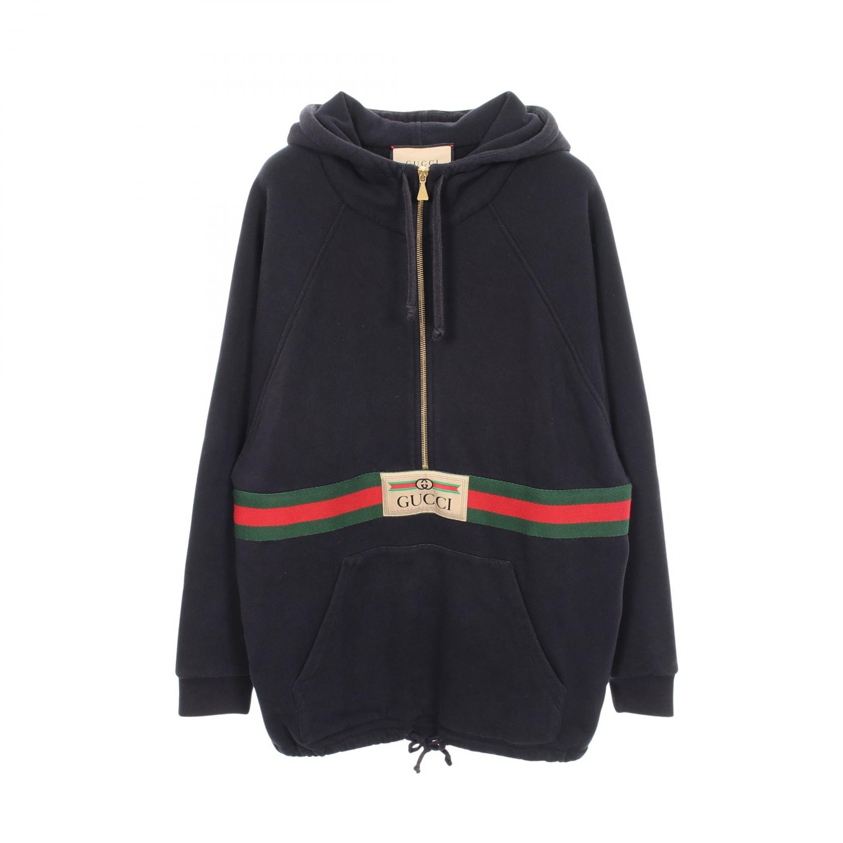 グッチ GUCCI ウェブ シェリーライン ハーフジップ パーカー 衣料品 トップス コットン レディース ネイビー系 / マルチカラー 644656 【中古】