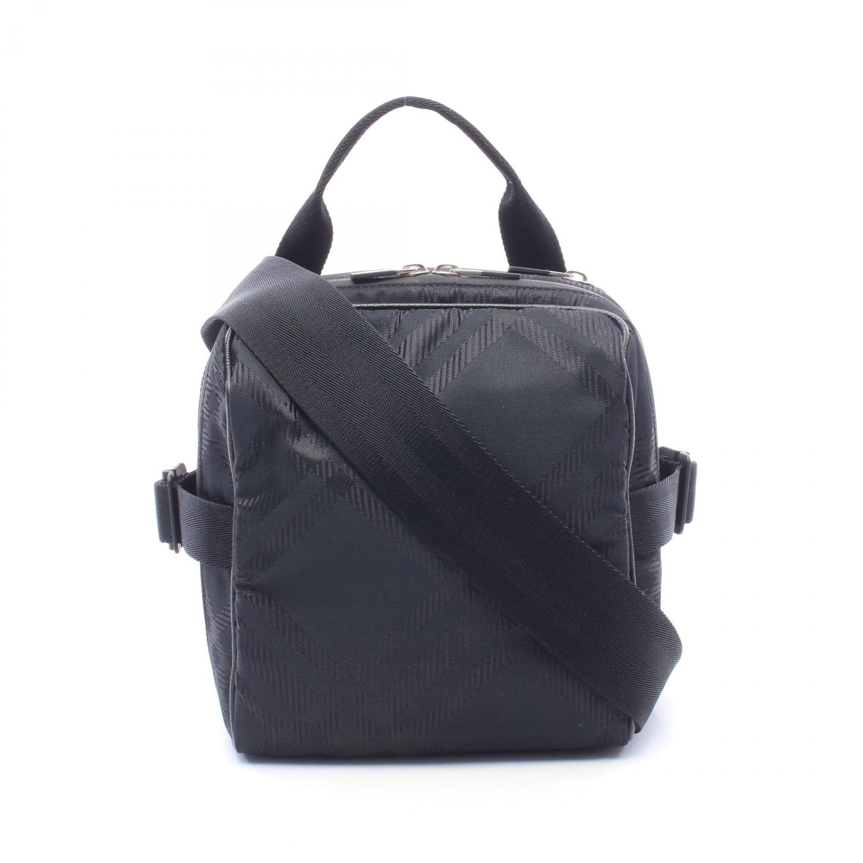 バーバリー BURBERRY チェック ジャガード クロスボディバッグ ショルダーバッグ バッグ ナイロン レザー メンズ ブラック系 8080900 【中古】