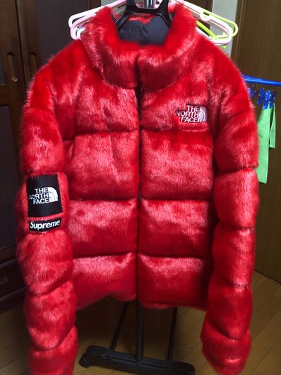 Supreme x The North Face Faux Fur Nuptse Jacket "Red"