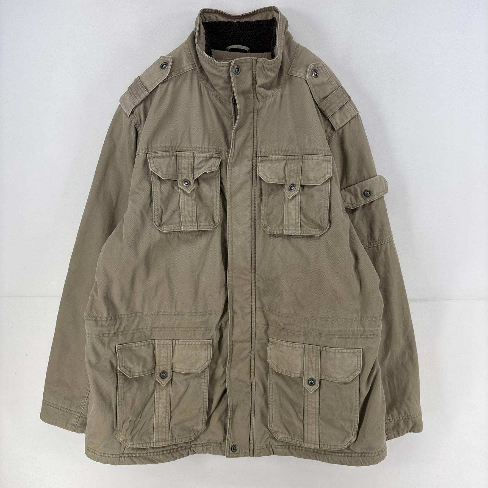 古着 エルエルビーン L.L.Bean ジャケット フルジップ ボアライナー フィールドジャケット カバーオール XL  ベージュ 無地 メンズ