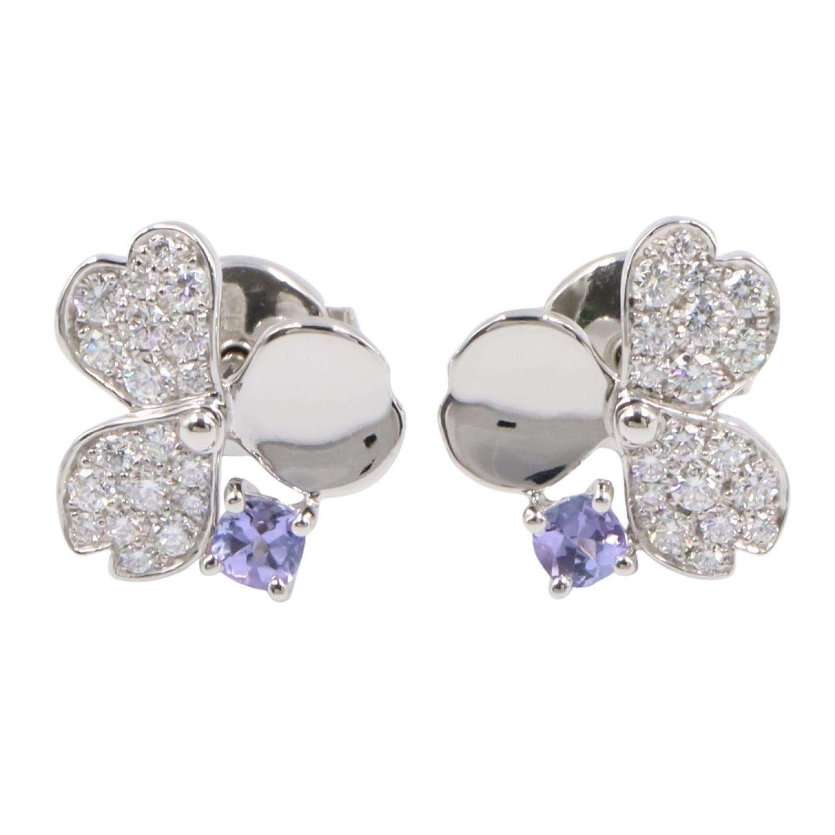 ティファニー TIFFANY&CO ペーパーフラワー タンザナイト ダイヤ ピアス ピアス ジュエリー Pt950プラチナ ダイヤモンド タンザナイト レディース シルバー系 / パープル系 / クリア系 【中古】