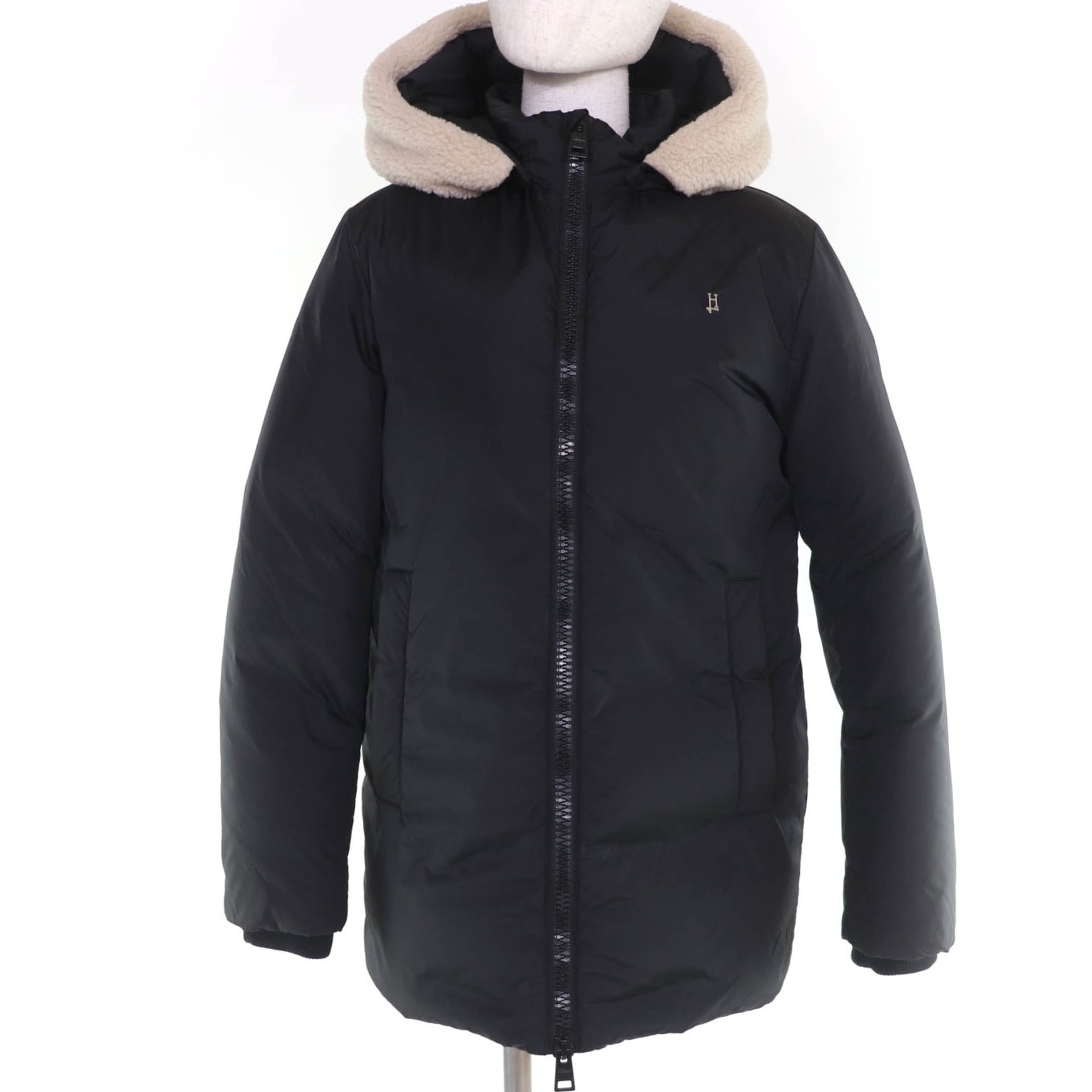 極美品 ヘルノ ダウンコート 黒 レディース 14anni PI000034X