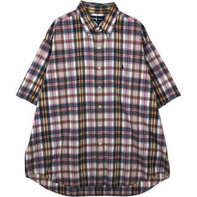 古着 ラルフローレン Ralph Lauren BLAKE 半袖 ボタンダウン チェックシャツ メンズXL相当/eaa641175