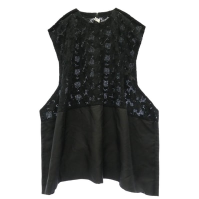 COMME des GARCONS コムデギャルソン RI-O018 AD2021 コムコム レース 切り替え ノースリーブ ワンピース ブラック系 S【中古】