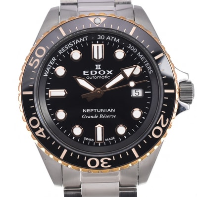 エドックス EDOX 80801-3NRM-NIR ネプチュニアン グランデ リザーブ デイト オートマティック メンズ 美品 箱・保証書付き 腕時計 I#147674