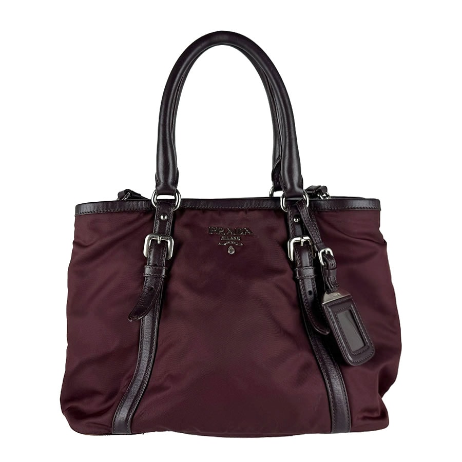 プラダ PRADA ハンドバッグ ショルダーバッグ ナイロン/レザー ボルドー レディース【中古】 z10938