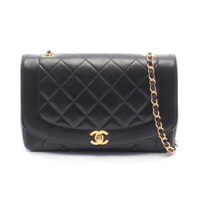 シャネル CHANEL マトラッセ ダイアナフラップ ショルダーバッグ バッグ ラムスキン(羊革) レディース ブラック系 【中古】