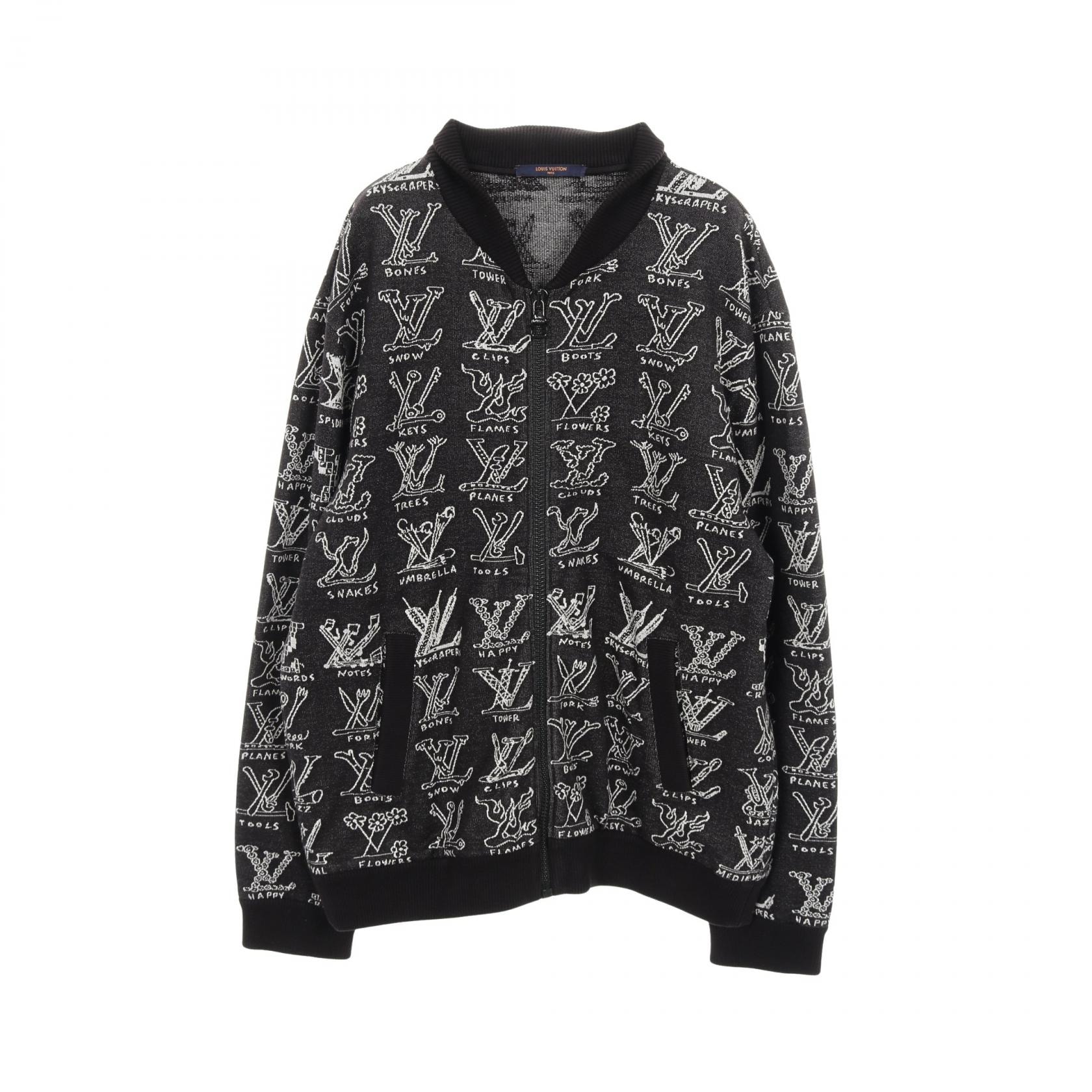 ルイ・ヴィトン LOUIS VUITTON LVカートゥーンジャガードジップスルーブルゾン 衣料品 アウター コットン メンズ ブラック系 RM211M ZMH HKY21W 【中古】