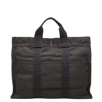 エルメス エールライン トートMM ハンドバッグ トートバッグ グレー キャンバス レディース HERMES 【中古】
